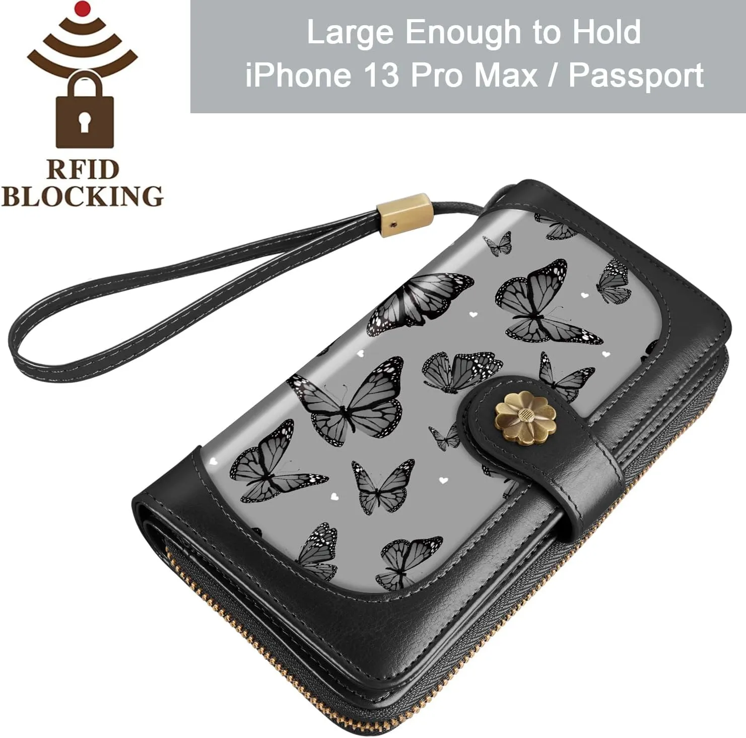 Wallets for Women Multi Card Holder Wallet Clutch Wallet Card Holder Organizer Ladies Purse with Wrist strap Purse