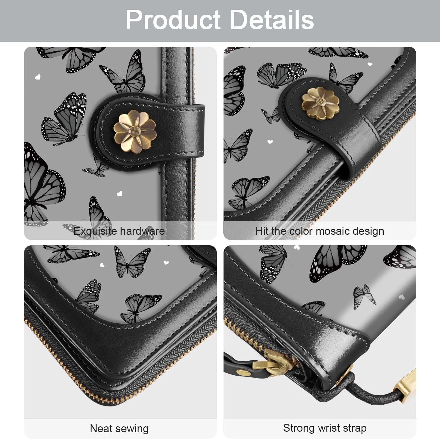 Wallets for Women Multi Card Holder Wallet Clutch Wallet Card Holder Organizer Ladies Purse with Wrist strap Purse