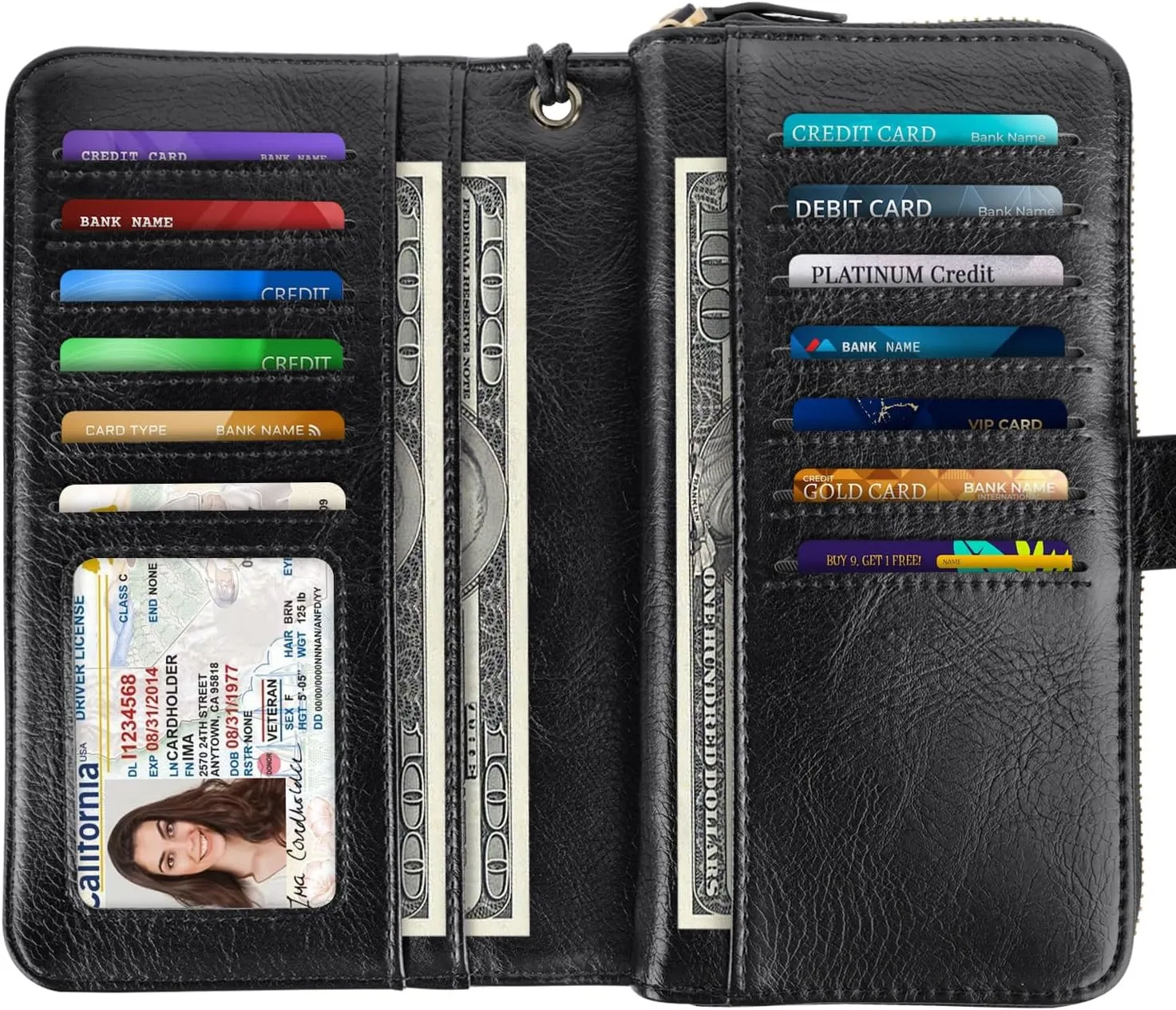 Wallets for Women Multi Card Holder Wallet Clutch Wallet Card Holder Organizer Ladies Purse with Wrist strap Purse
