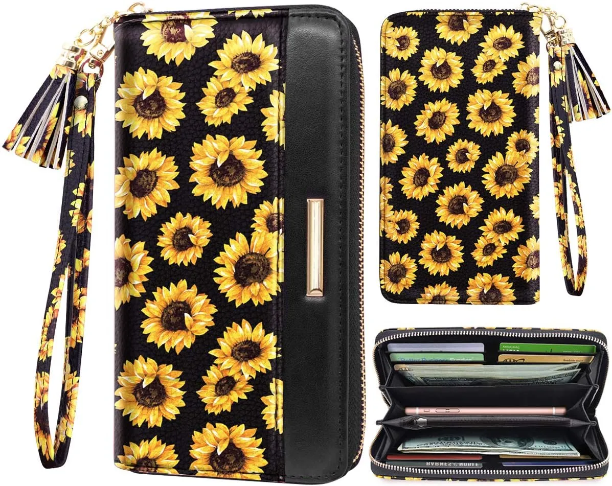 Wallets for Women PU Leather Card Holder Organizer Ladies Clutch with Tassel Wristlet Wrist strap