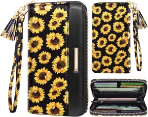 Wallets for Women PU Leather Card Holder Organizer Ladies Clutch with Tassel Wristlet Wrist strap