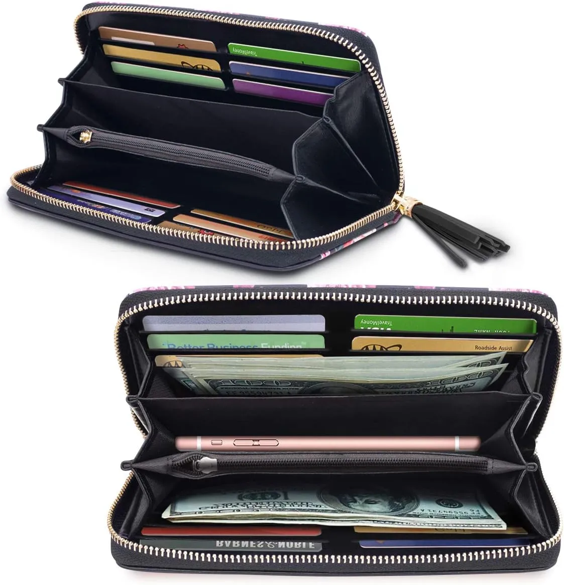 Wallets for Women PU Leather Card Holder Organizer Ladies Clutch with Tassel Wristlet Wrist strap