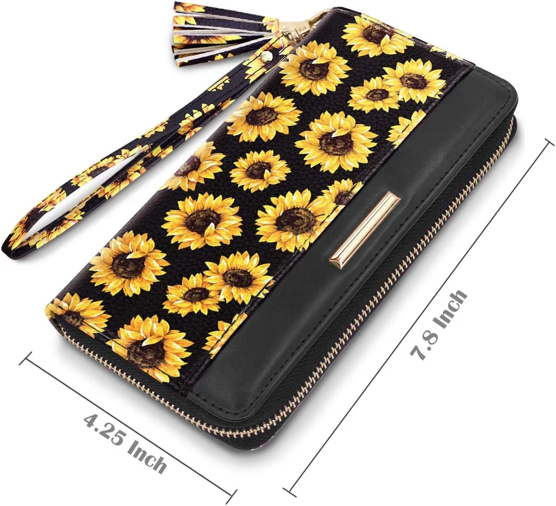 Wallets for Women PU Leather Card Holder Organizer Ladies Clutch with Tassel Wristlet Wrist strap