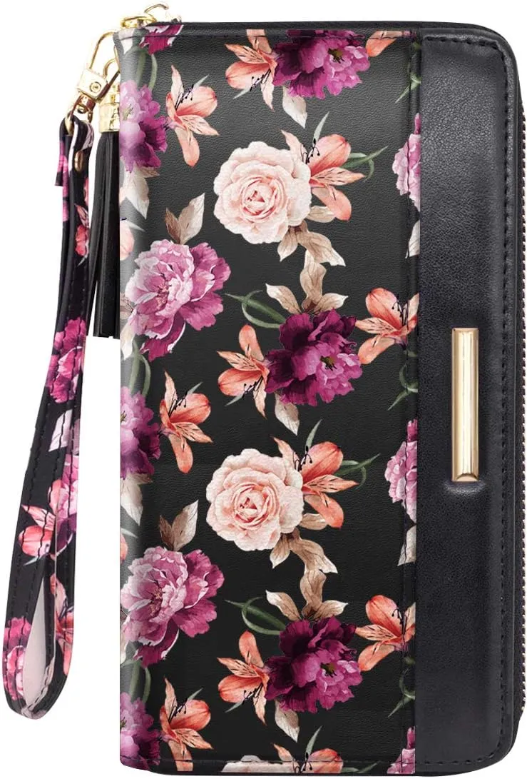 Wallets for Women PU Leather Card Holder Organizer Ladies Clutch with Tassel Wristlet Wrist strap