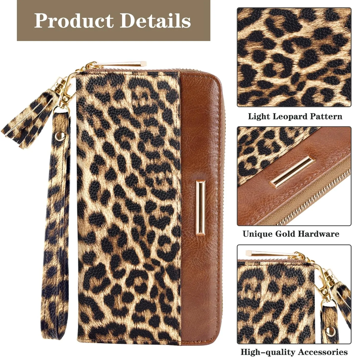 Wallets for Women PU Leather Card Holder Organizer Ladies Clutch with Tassel Wristlet Wrist strap
