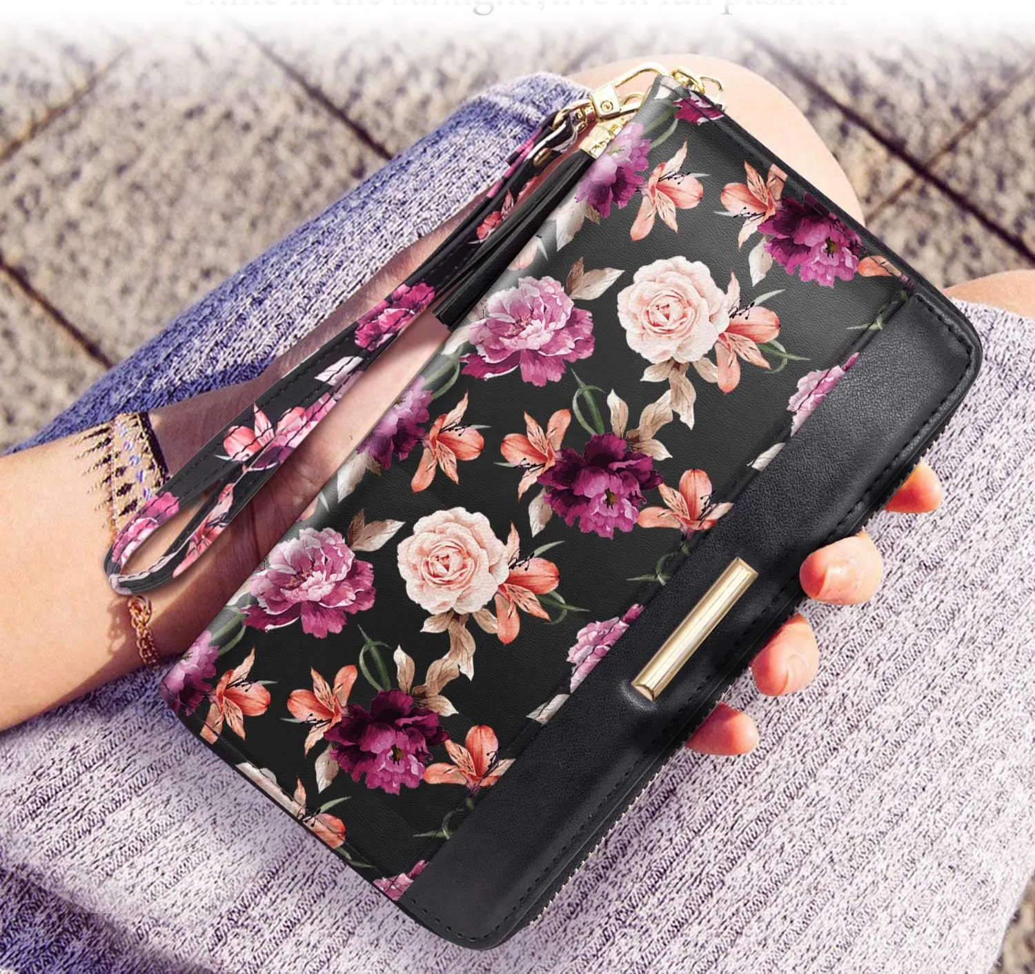 Wallets for Women PU Leather Card Holder Organizer Ladies Clutch with Tassel Wristlet Wrist strap