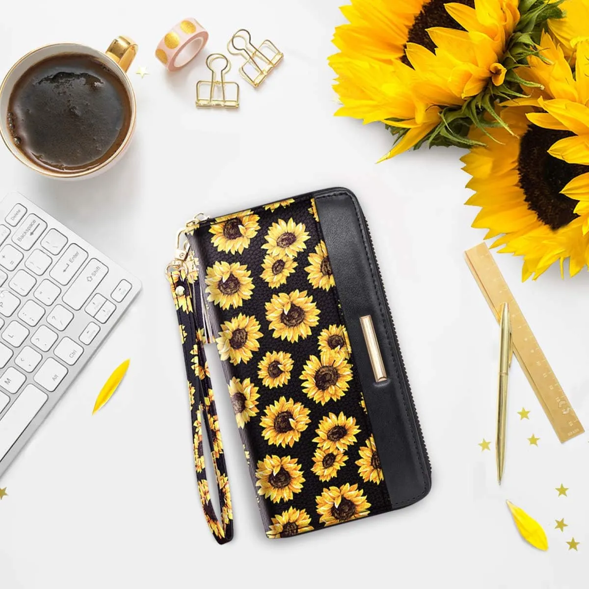 Wallets for Women PU Leather Card Holder Organizer Ladies Clutch with Tassel Wristlet Wrist strap