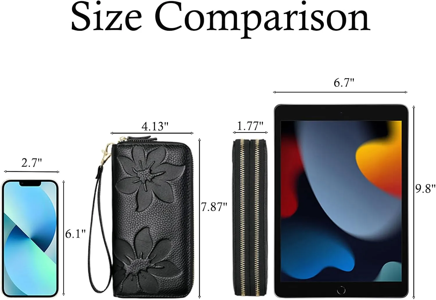 Wallets for Women Wristlet RFID Blocking Genuine Leather Double Zipper Credit Card Holder Large Ladies Clutch Purse