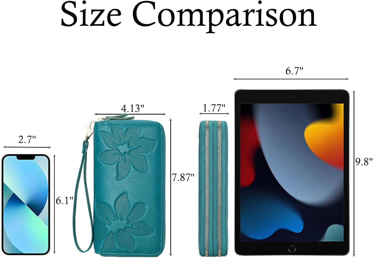Wallets for Women Wristlet RFID Blocking Genuine Leather Double Zipper Credit Card Holder Large Ladies Clutch Purse