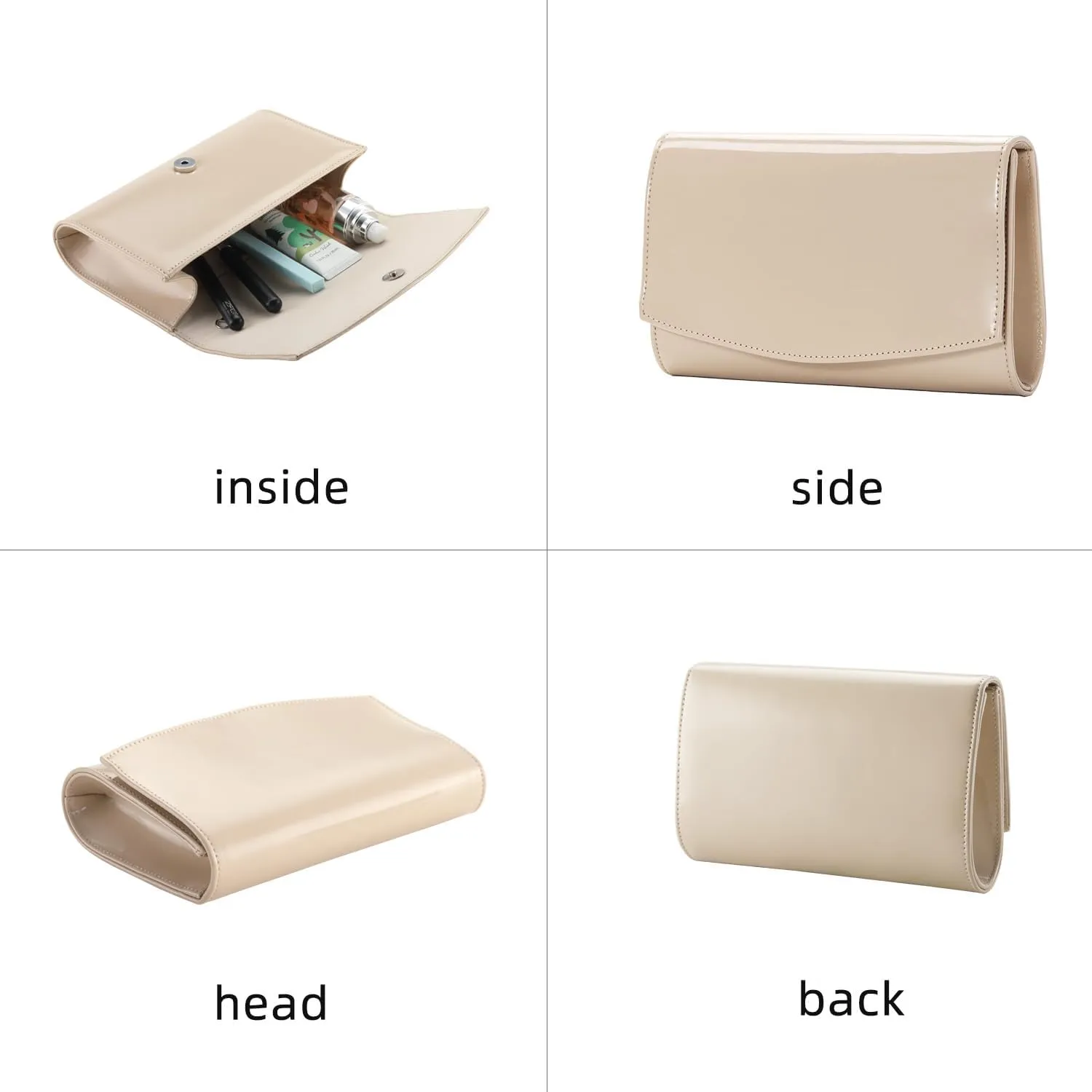 WALLYN'S Women Patent Leather Wallets Fashion Clutch Purses, Evening Bag Handbag Solid Color