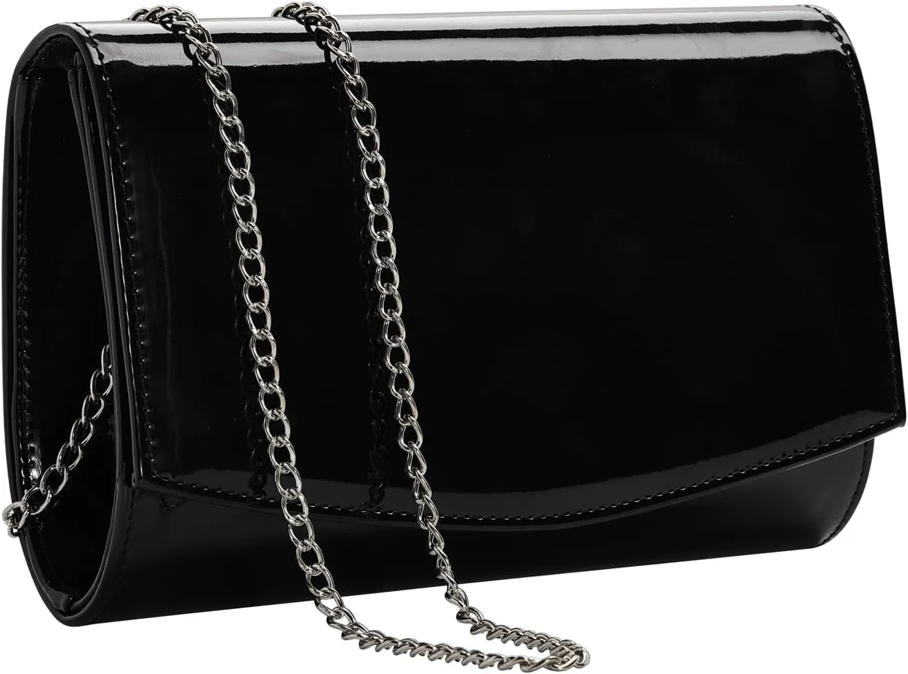 WALLYN'S Women Patent Leather Wallets Fashion Clutch Purses, Evening Bag Handbag Solid Color
