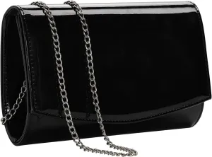 WALLYN'S Women Patent Leather Wallets Fashion Clutch Purses, Evening Bag Handbag Solid Color
