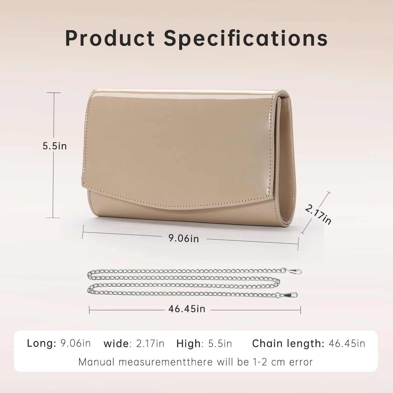 WALLYN'S Women Patent Leather Wallets Fashion Clutch Purses, Evening Bag Handbag Solid Color