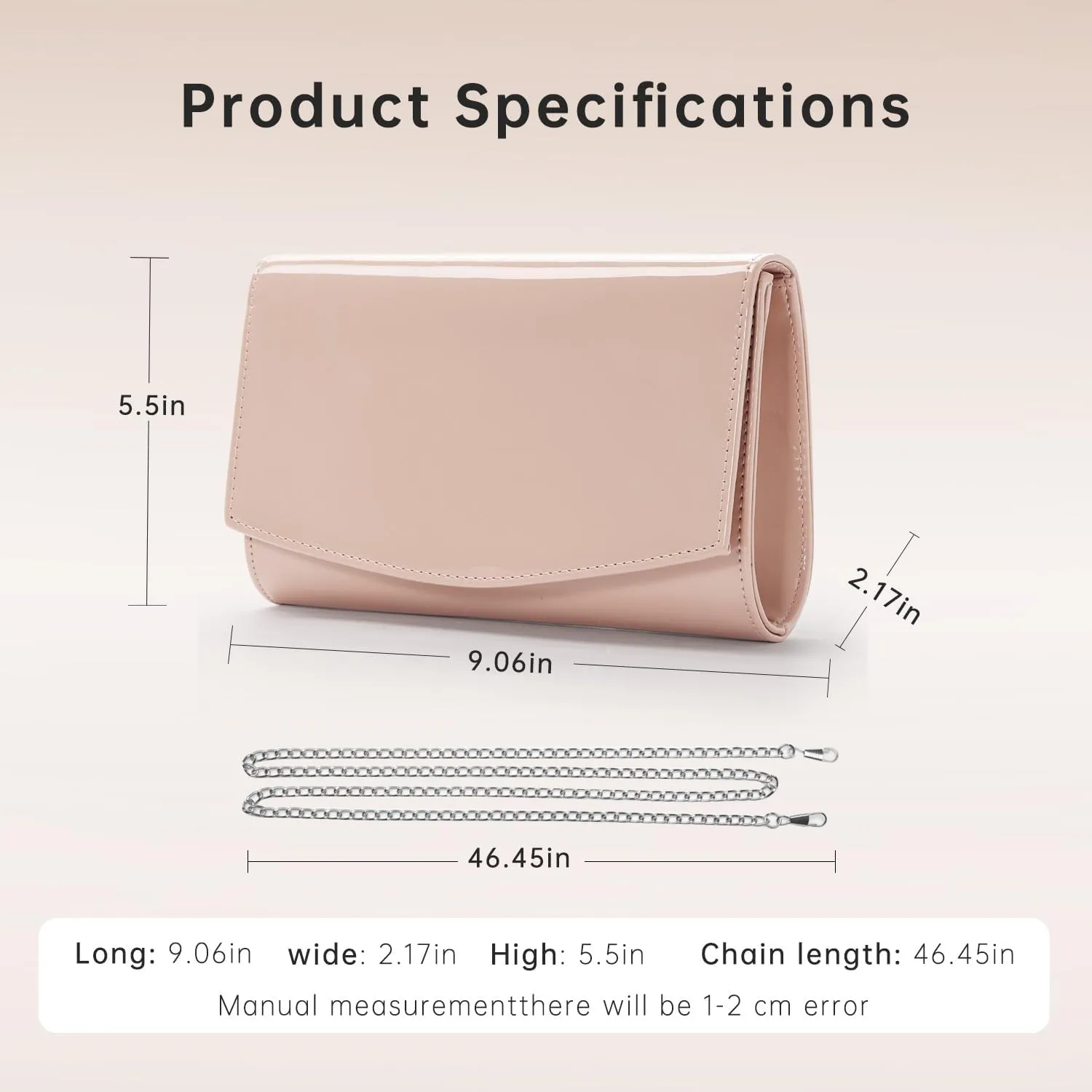 WALLYN'S Women Patent Leather Wallets Fashion Clutch Purses, Evening Bag Handbag Solid Color