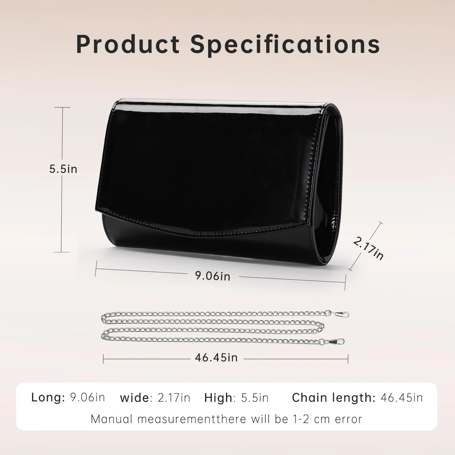 WALLYN'S Women Patent Leather Wallets Fashion Clutch Purses, Evening Bag Handbag Solid Color