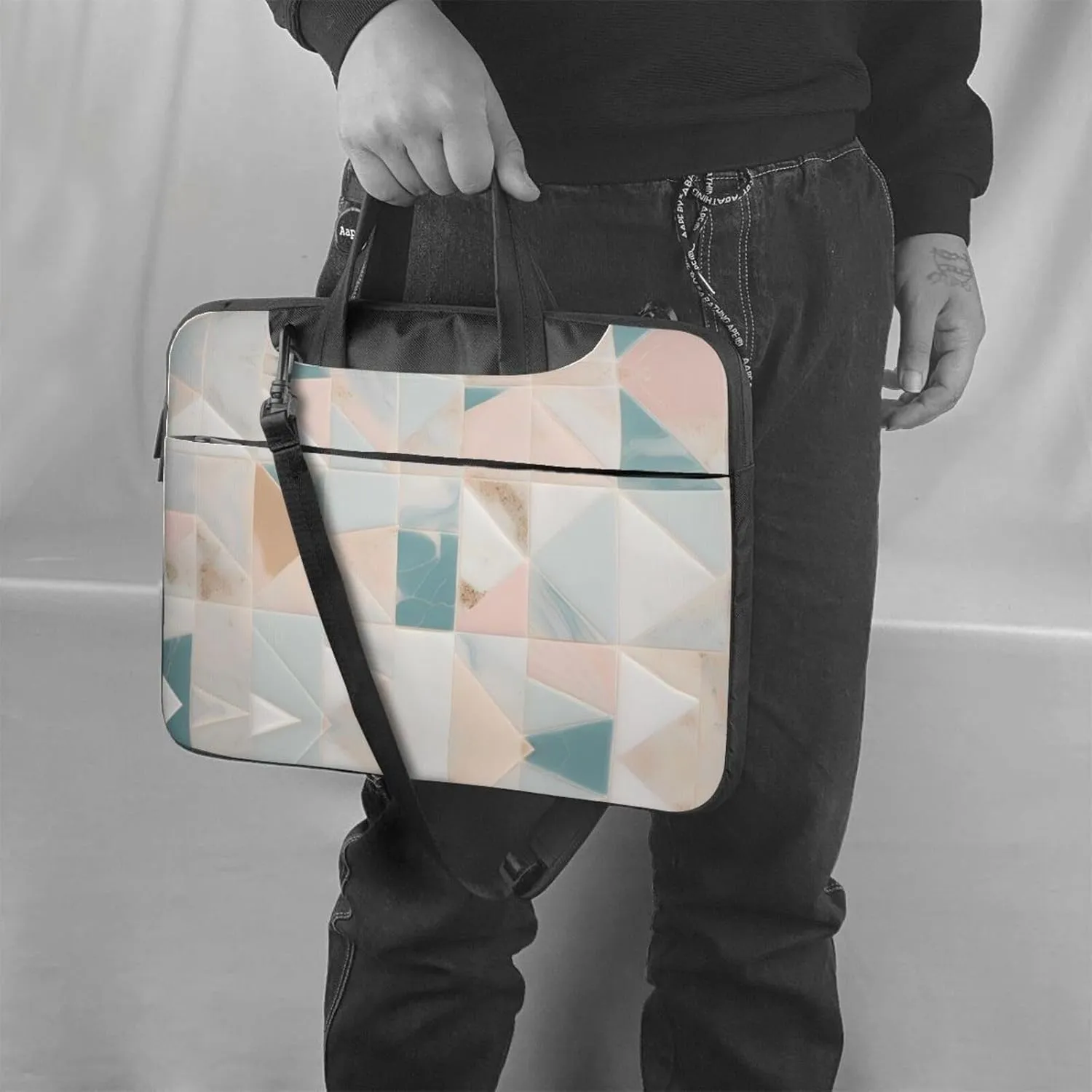 Water mills of marble texture pattern Fashionable and ultra-thin shoulder laptop bag Shockproof soft lining