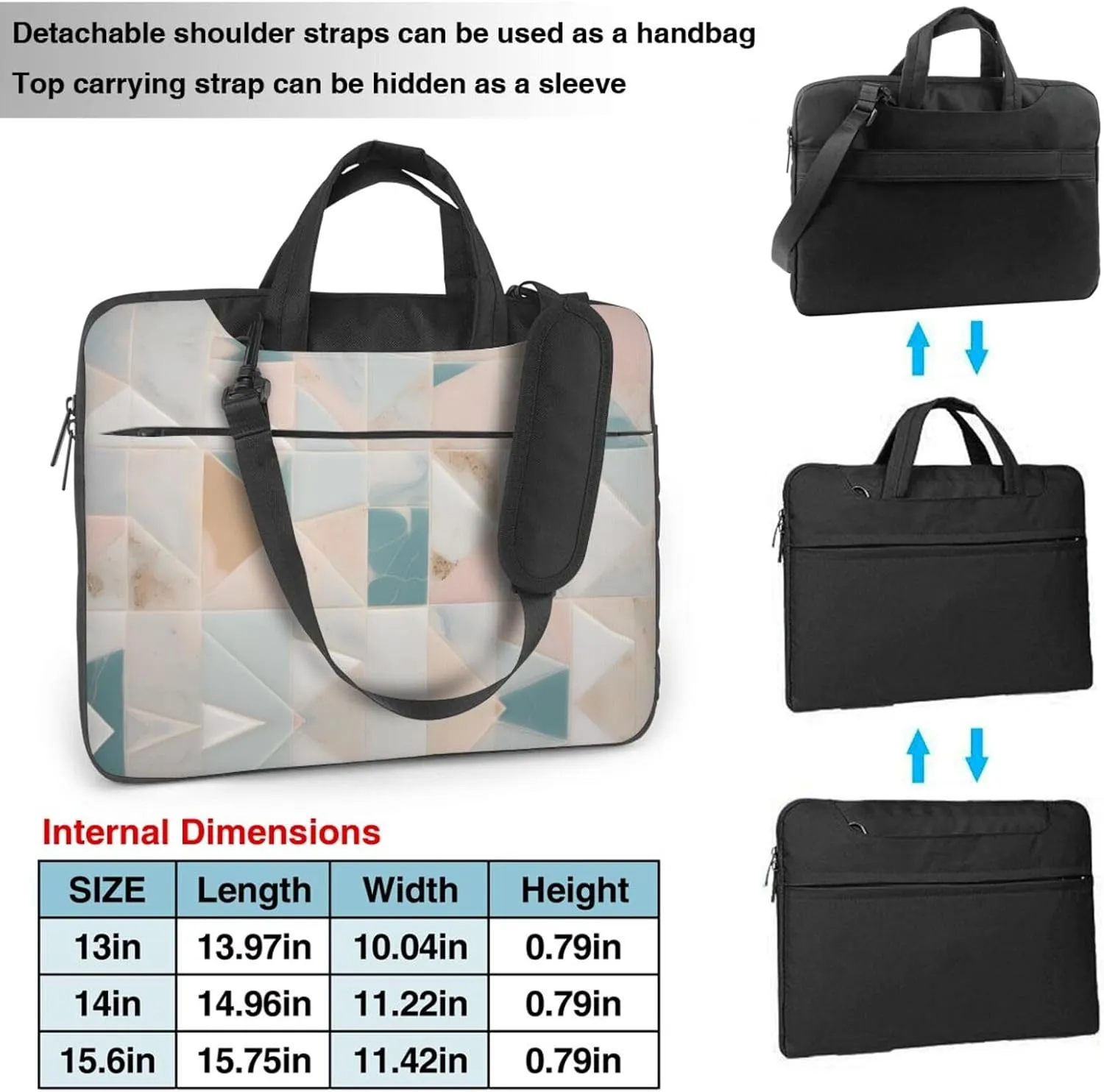 Water mills of marble texture pattern Fashionable and ultra-thin shoulder laptop bag Shockproof soft lining