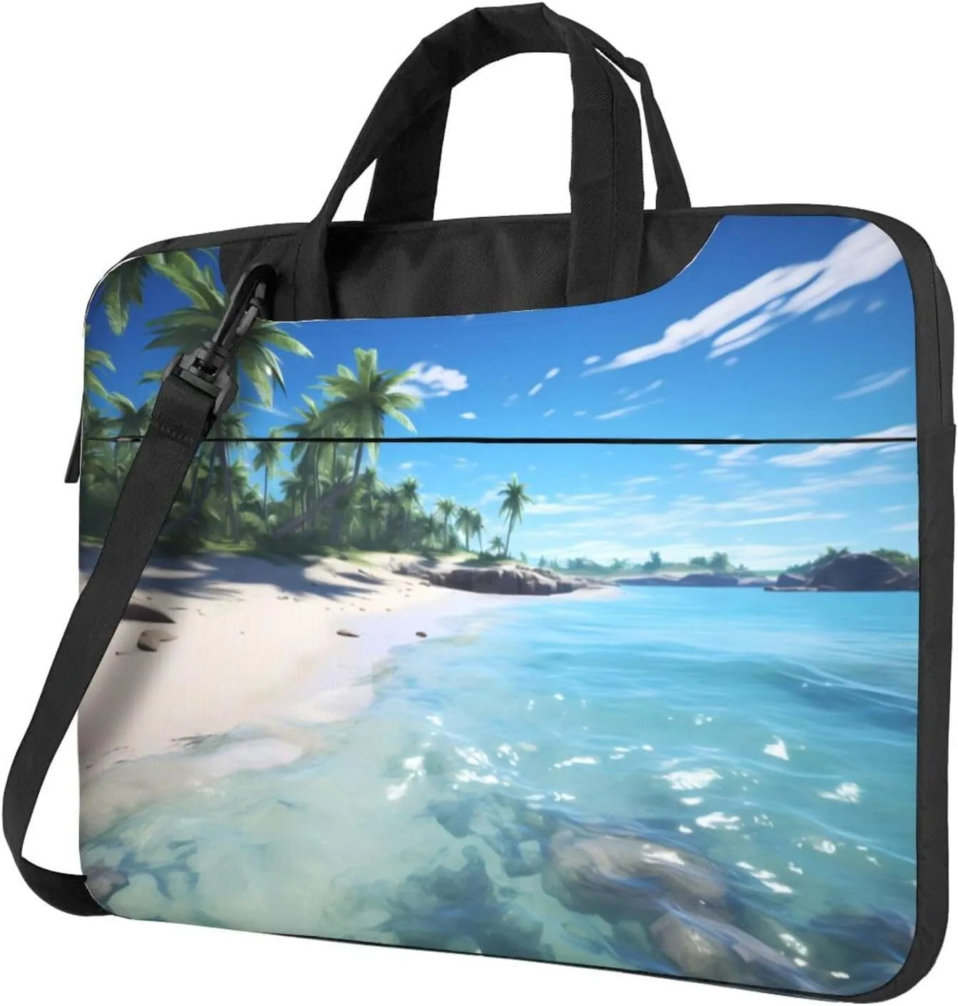 Water Rush to Tropical Beach picture Fashionable and ultra-thin shoulder laptop bag Shockproof soft lining