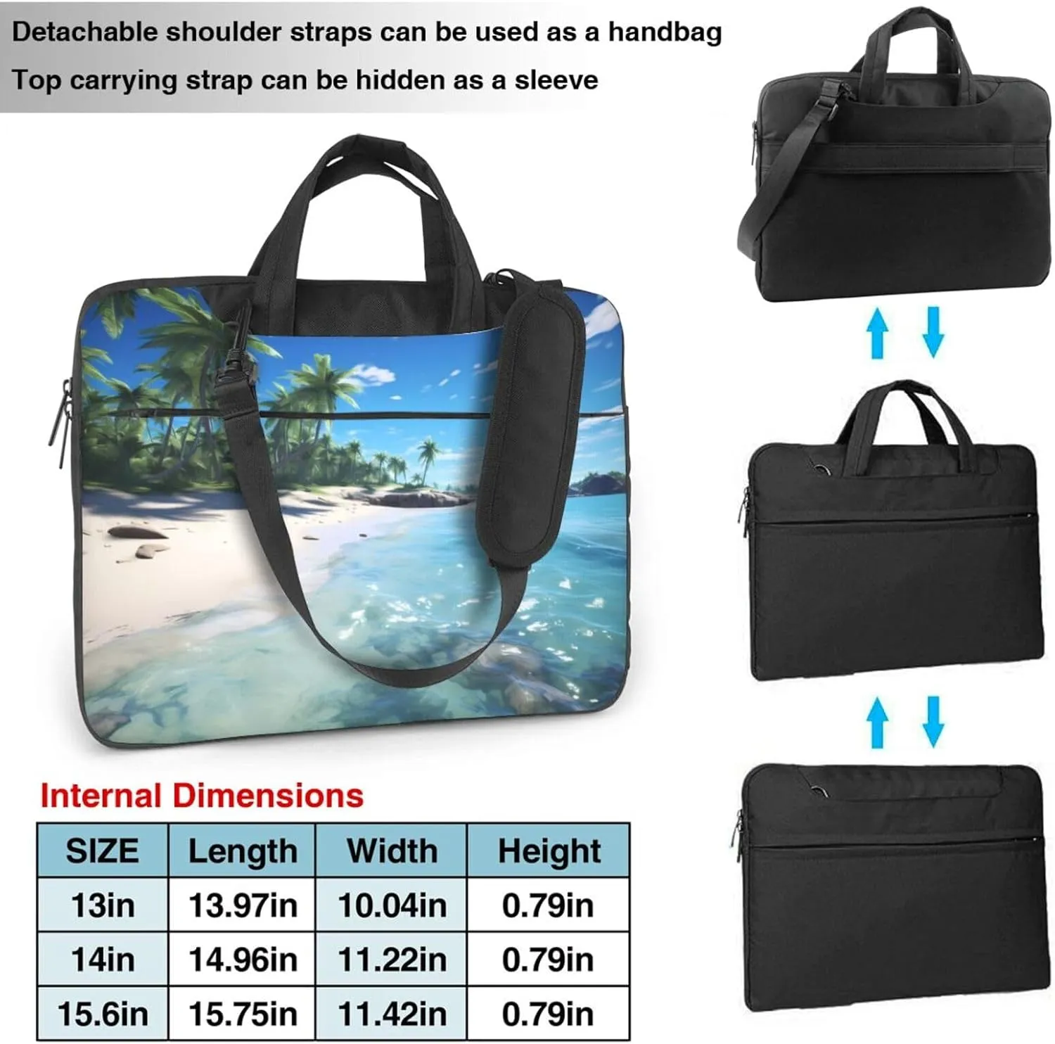 Water Rush to Tropical Beach picture Fashionable and ultra-thin shoulder laptop bag Shockproof soft lining