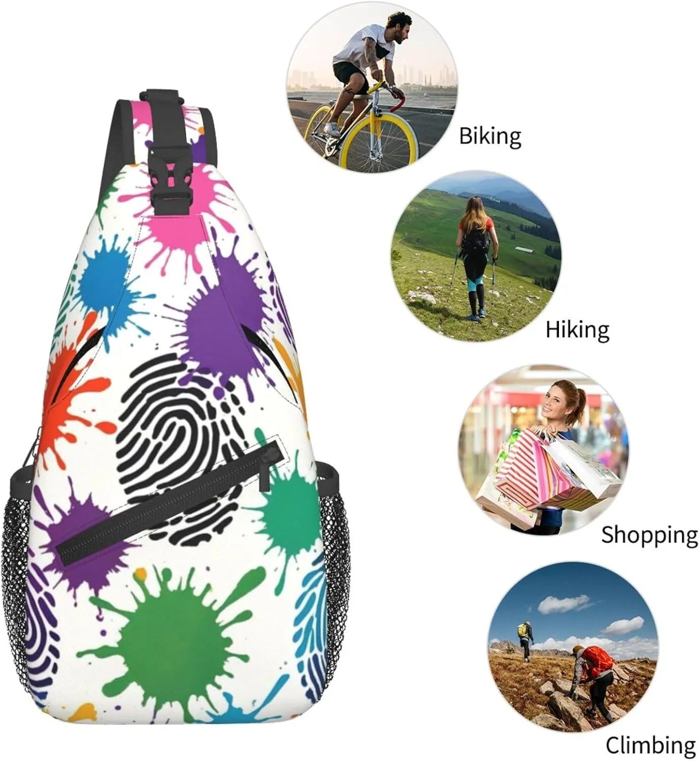 Watercolor Splatter Crossbody Bags Cross Chest Bag Adjustable Sling Backpack for Women Men