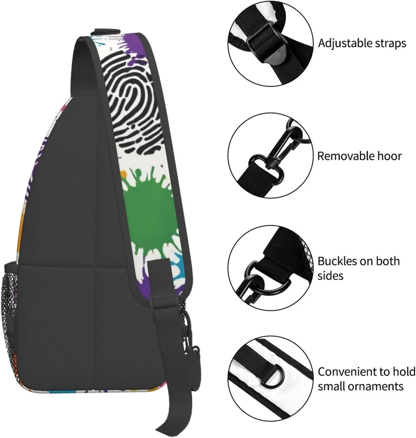 Watercolor Splatter Crossbody Bags Cross Chest Bag Adjustable Sling Backpack for Women Men