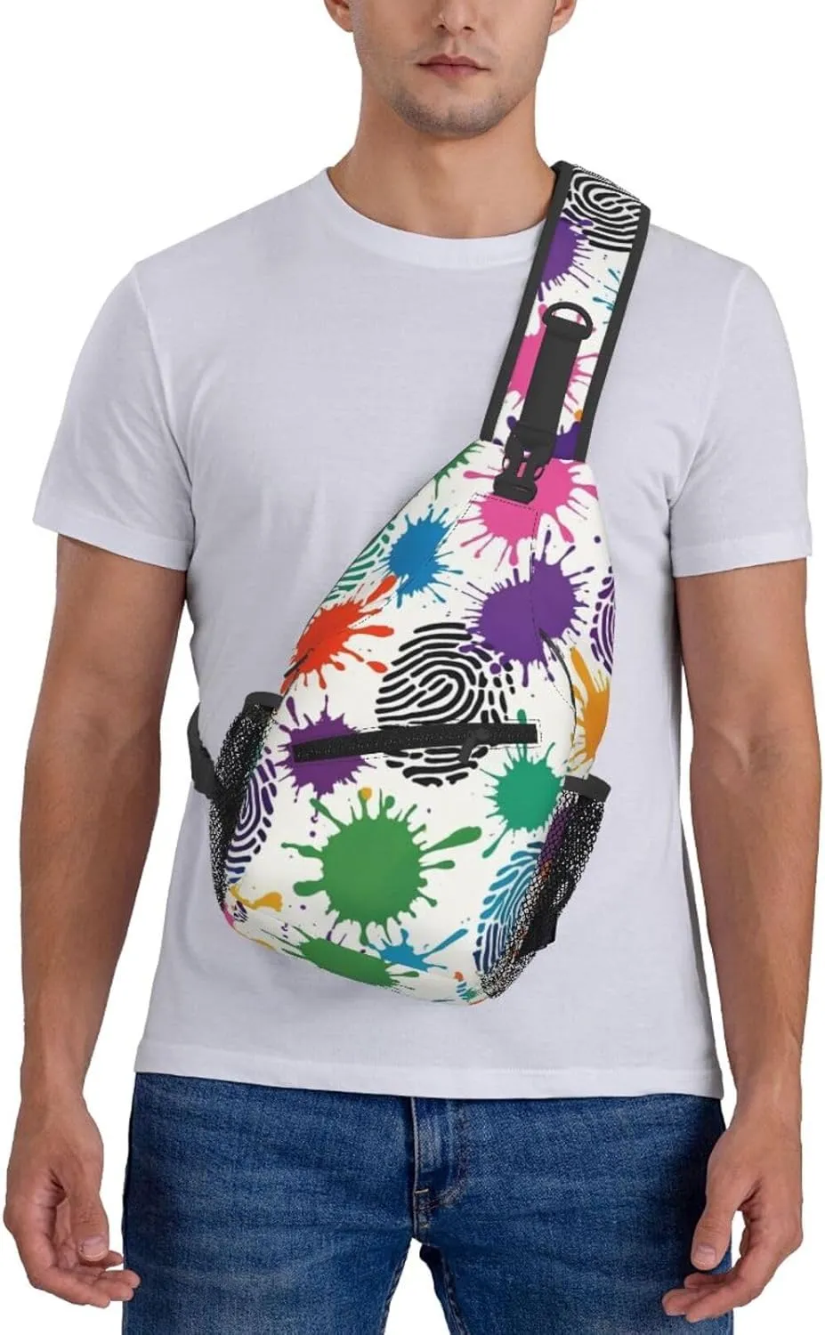 Watercolor Splatter Crossbody Bags Cross Chest Bag Adjustable Sling Backpack for Women Men