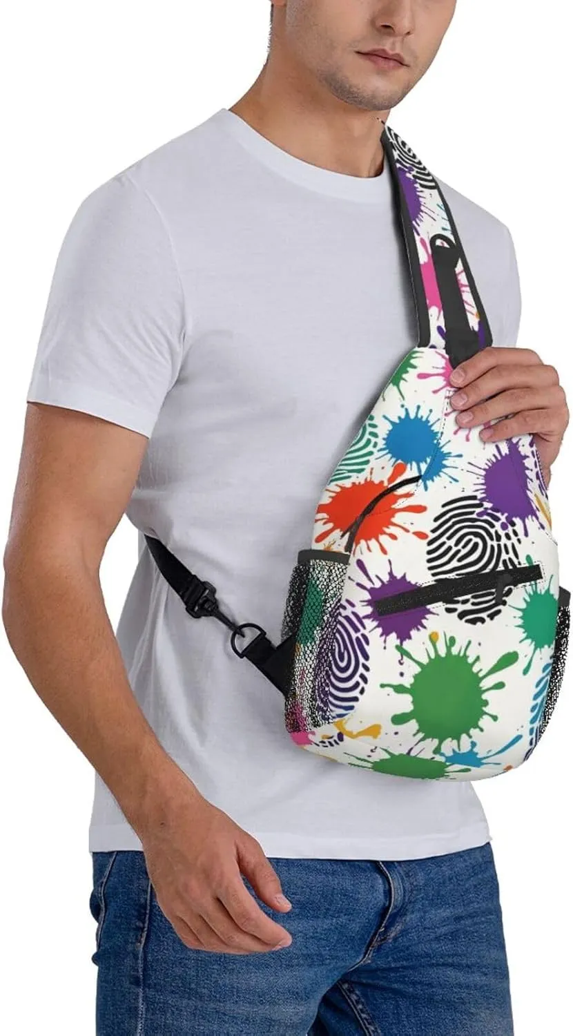 Watercolor Splatter Crossbody Bags Cross Chest Bag Adjustable Sling Backpack for Women Men