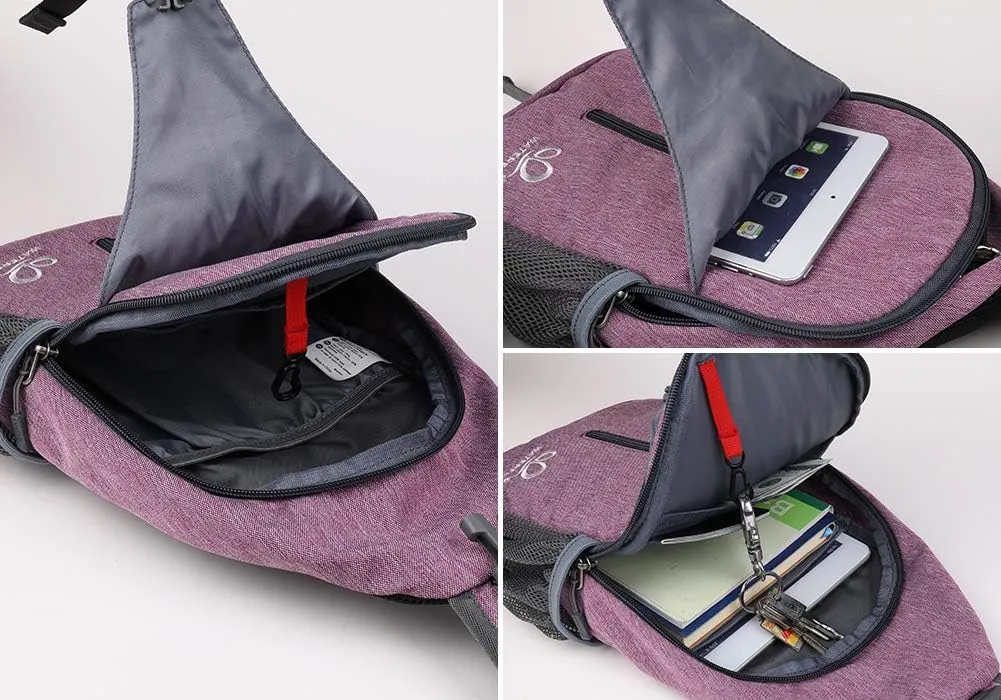 WATERFLY Crossbody Sling Backpack Sling Bag Travel Hiking Chest Bag Daypack