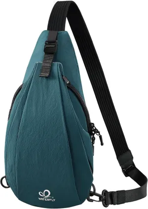 WATERFLY Small Crossbody Sling Bag: Lightweight Women Men Sling Backpack Stylish Casual Cross Body Bag Adjustable Straps Chest Bag Daypack for Shopping Hiking Travelling Blue