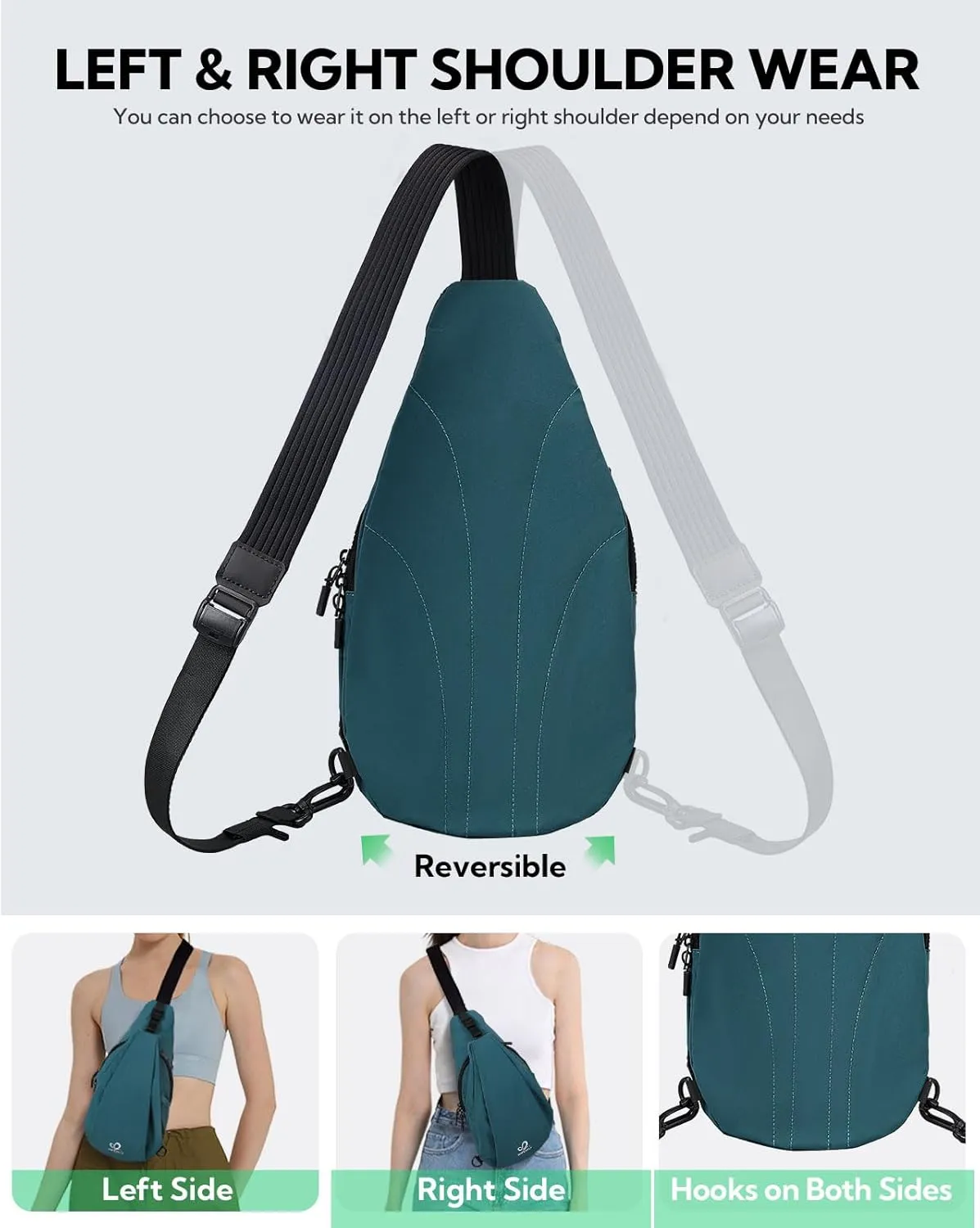 WATERFLY Small Crossbody Sling Bag: Lightweight Women Men Sling Backpack Stylish Casual Cross Body Bag Adjustable Straps Chest Bag Daypack for Shopping Hiking Travelling Blue
