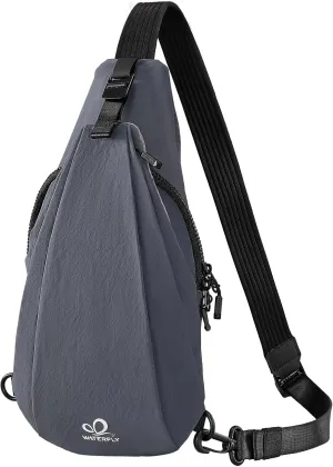 WATERFLY Small Crossbody Sling Bag: Lightweight Women Men Sling Backpack Stylish Casual Cross Body Bag Adjustable Straps Chest Bag Daypack for Shopping Hiking Travelling Dark Gray