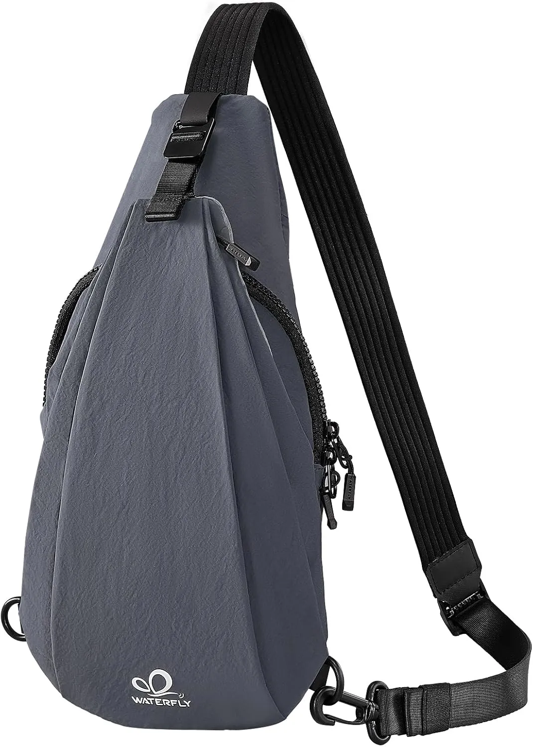 WATERFLY Small Crossbody Sling Bag: Lightweight Women Men Sling Backpack Stylish Casual Cross Body Bag Adjustable Straps Chest Bag Daypack for Shopping Hiking Travelling Dark Gray