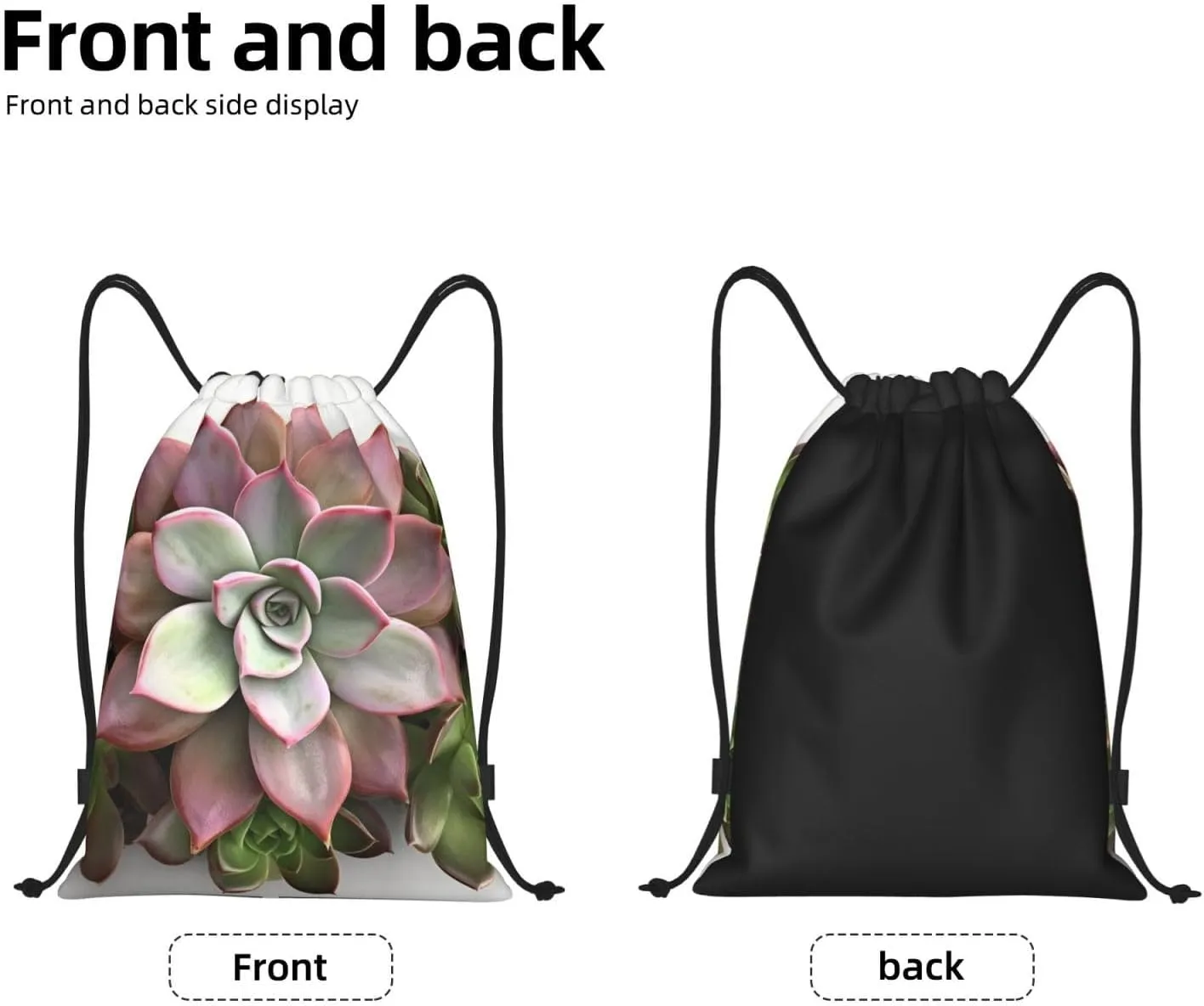 Waterproof Drawstring Gym Bag for Men Succulent Botanical Drawstring Backpack for Women Cinch Sack Sports Sackpack Small