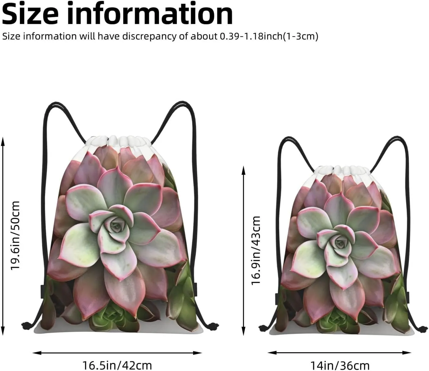 Waterproof Drawstring Gym Bag for Men Succulent Botanical Drawstring Backpack for Women Cinch Sack Sports Sackpack Small