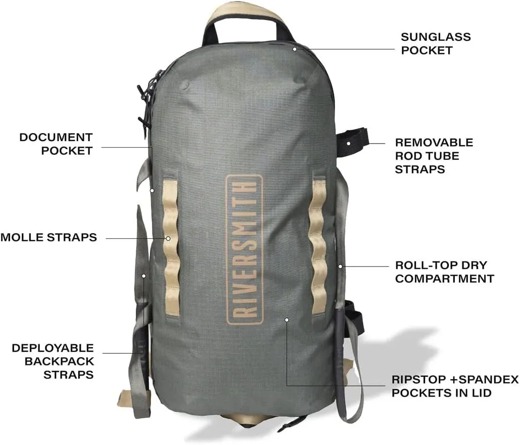 Waterproof Duffel Bag, Heavy-Duty, Versatile, Grey/Tan (Shadow Kelp, 45L)