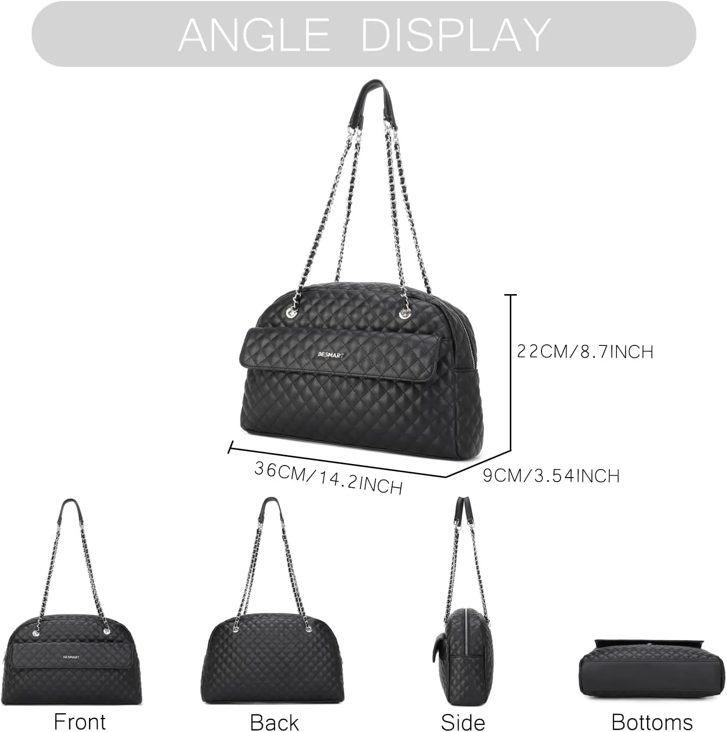 Waterproof Handbags Women's Shoulder Bag, Soft PU Vegan Leather Top Handle Bag Ladies Rhombic Jacquard Evening Bag