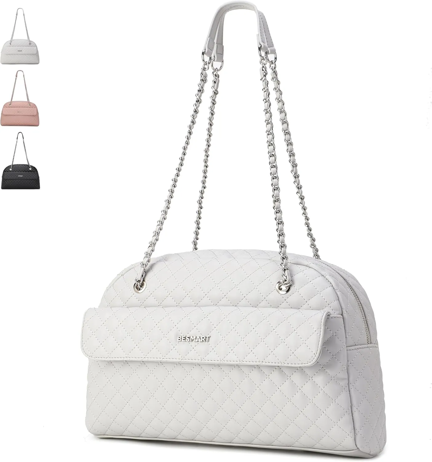 Waterproof Handbags Women's Shoulder Bag, Soft PU Vegan Leather Top Handle Bag Ladies Rhombic Jacquard Evening Bag