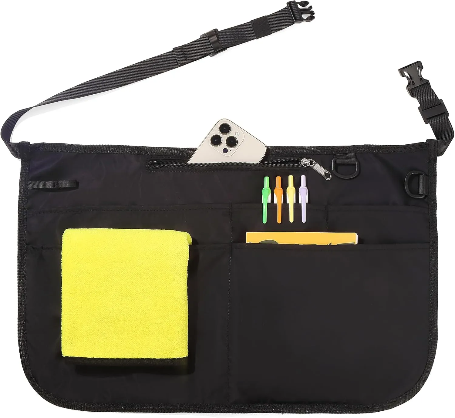 Waterproof Server Apron for Women with 6 Pockets,Quickly Put on and Take off Waitress Apron,Work Apron for Bartender Barista