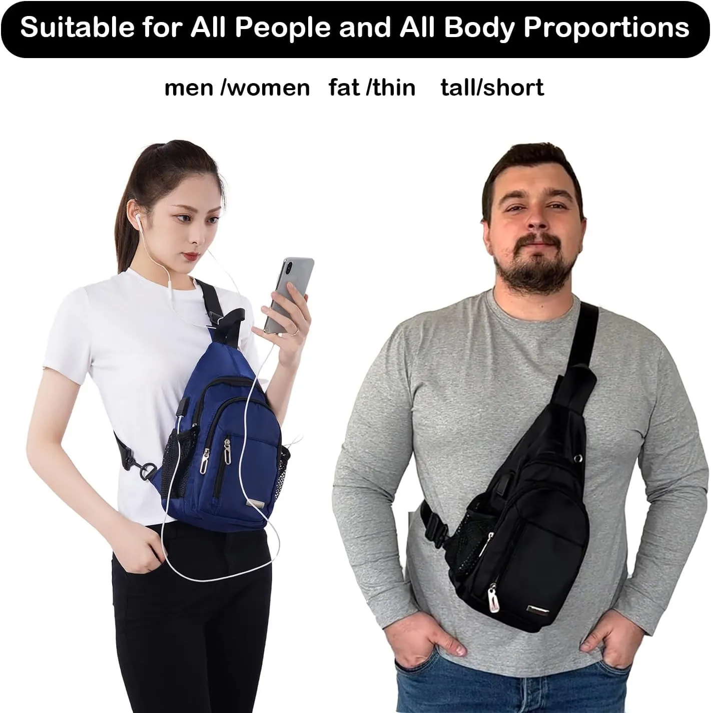 Waterproof Sling Backpack Crossbody Sling Bag, Cross Bag Adjustable Travel Hiking Essentials Casual Daypack Multipurpose Chest Bag Purse for Women Men