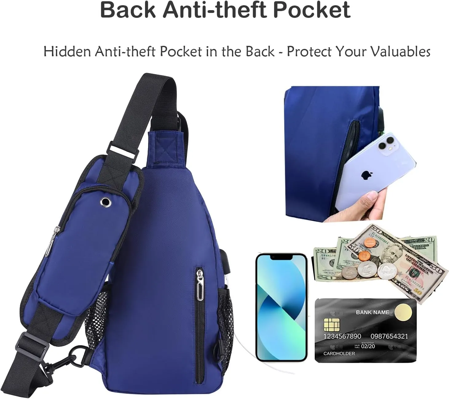 Waterproof Sling Backpack Crossbody Sling Bag, Cross Bag Adjustable Travel Hiking Essentials Casual Daypack Multipurpose Chest Bag Purse for Women Men