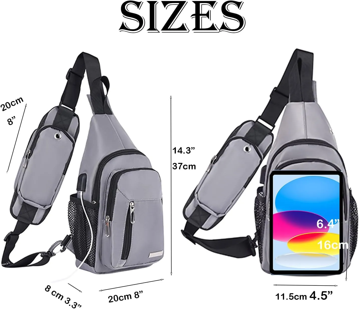 Waterproof Sling Backpack Crossbody Sling Bag for Women Men, Multipurpose Travel Hiking Adjustable Chest Bag Casual Daypack with Pocket
