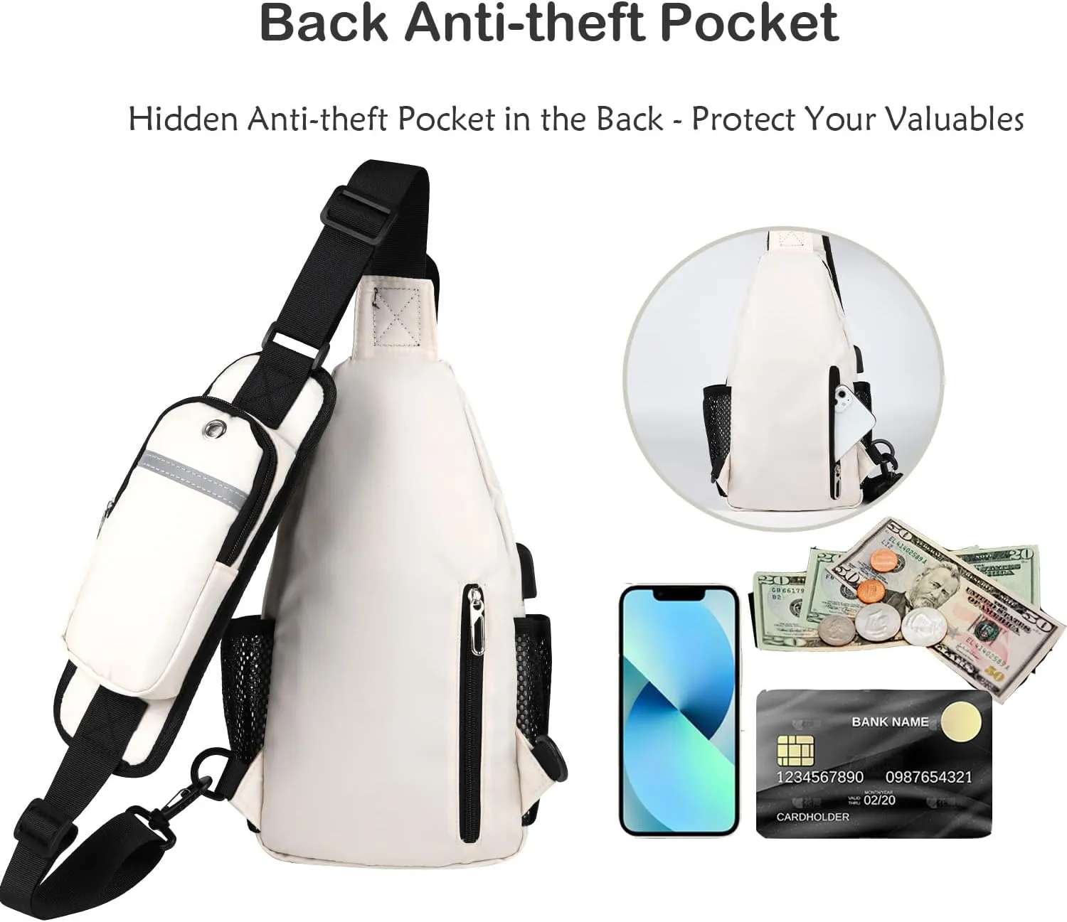 Waterproof Sling Backpack Crossbody Sling Bag for Women Men, Multipurpose Travel Hiking Adjustable Chest Bag Casual Daypack