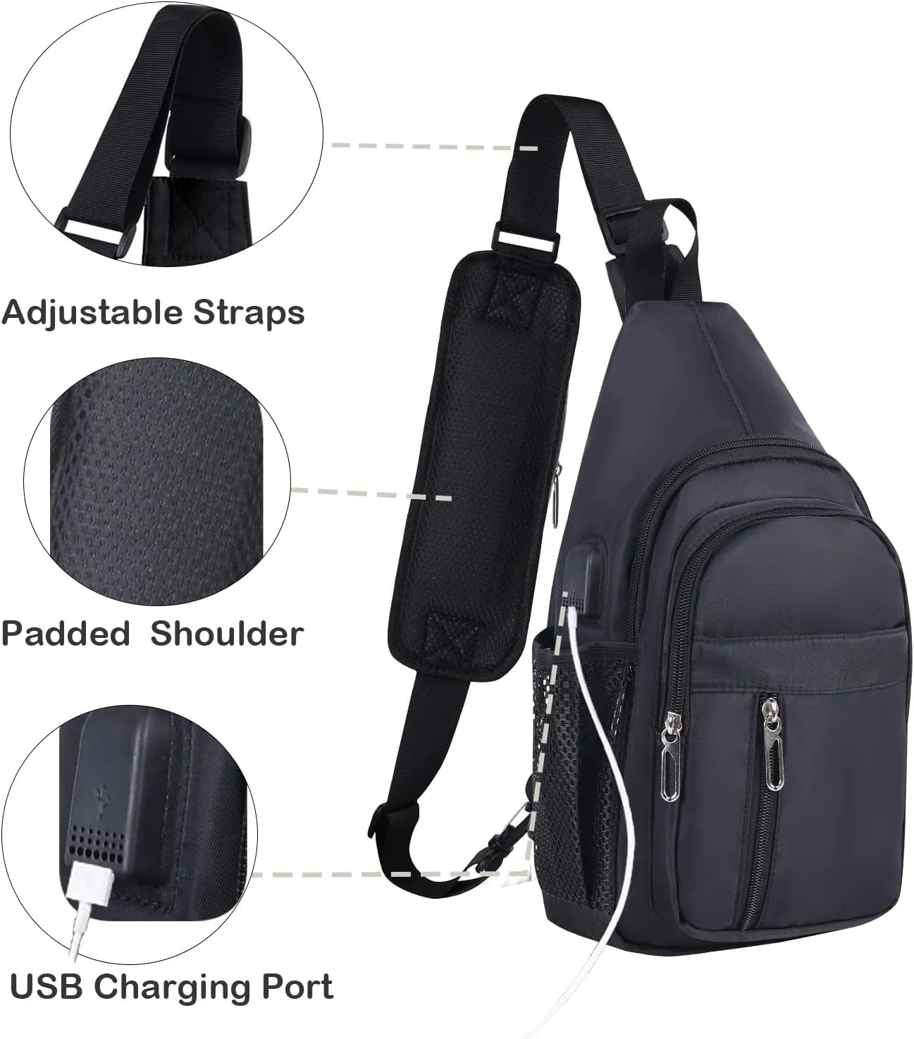 Waterproof Sling Backpack Crossbody Sling Bag for Women Men, Multipurpose Travel Hiking Adjustable Chest Bag Casual Daypack
