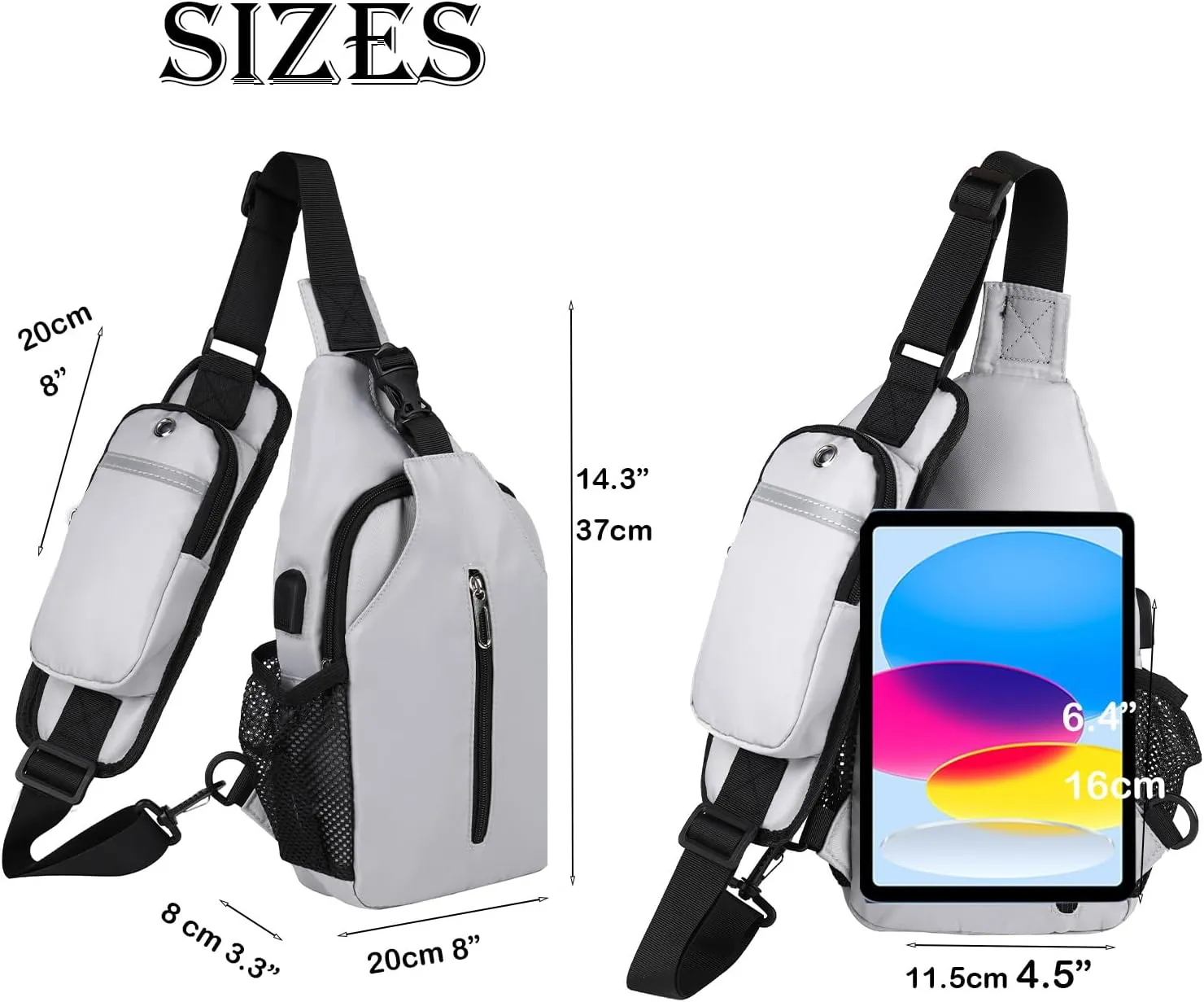 Waterproof Sling Backpack Crossbody Sling Bag for Women Men, Multipurpose Travel Hiking Adjustable Chest Bag Casual Daypack