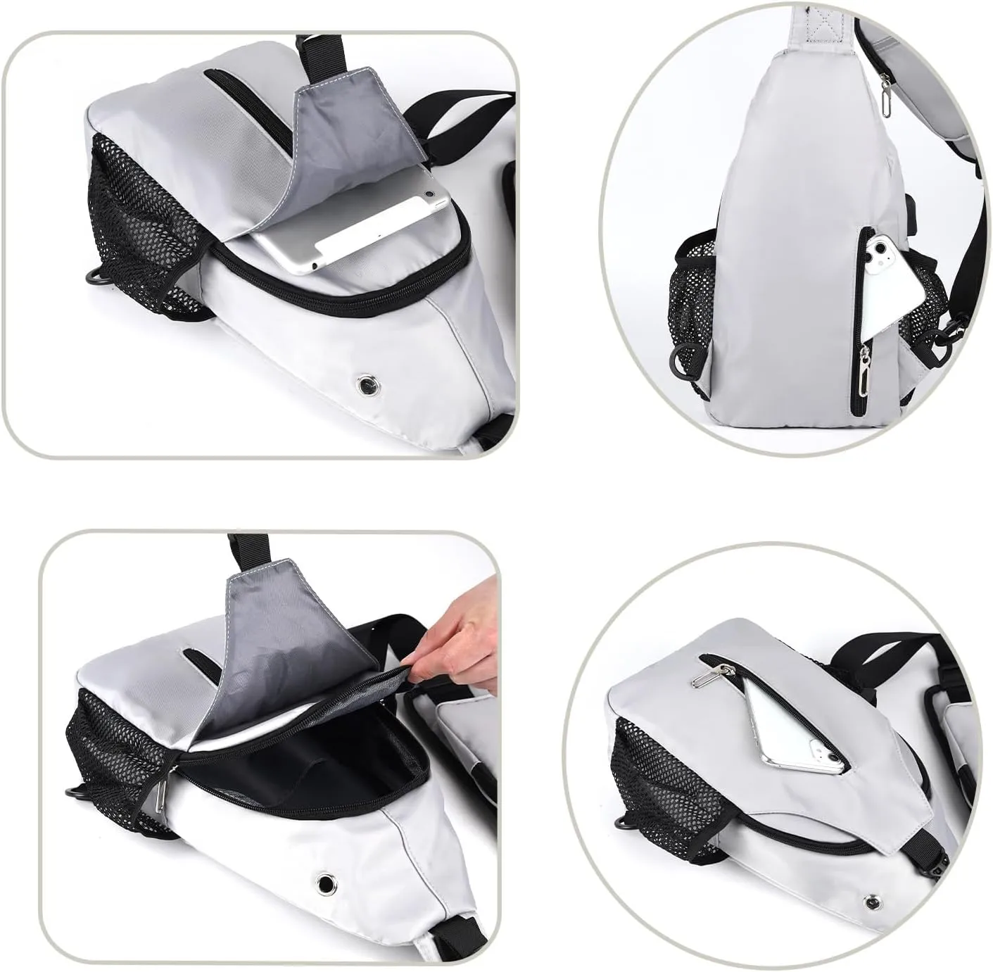 Waterproof Sling Backpack Crossbody Sling Bag for Women Men, Multipurpose Travel Hiking Adjustable Chest Bag Casual Daypack