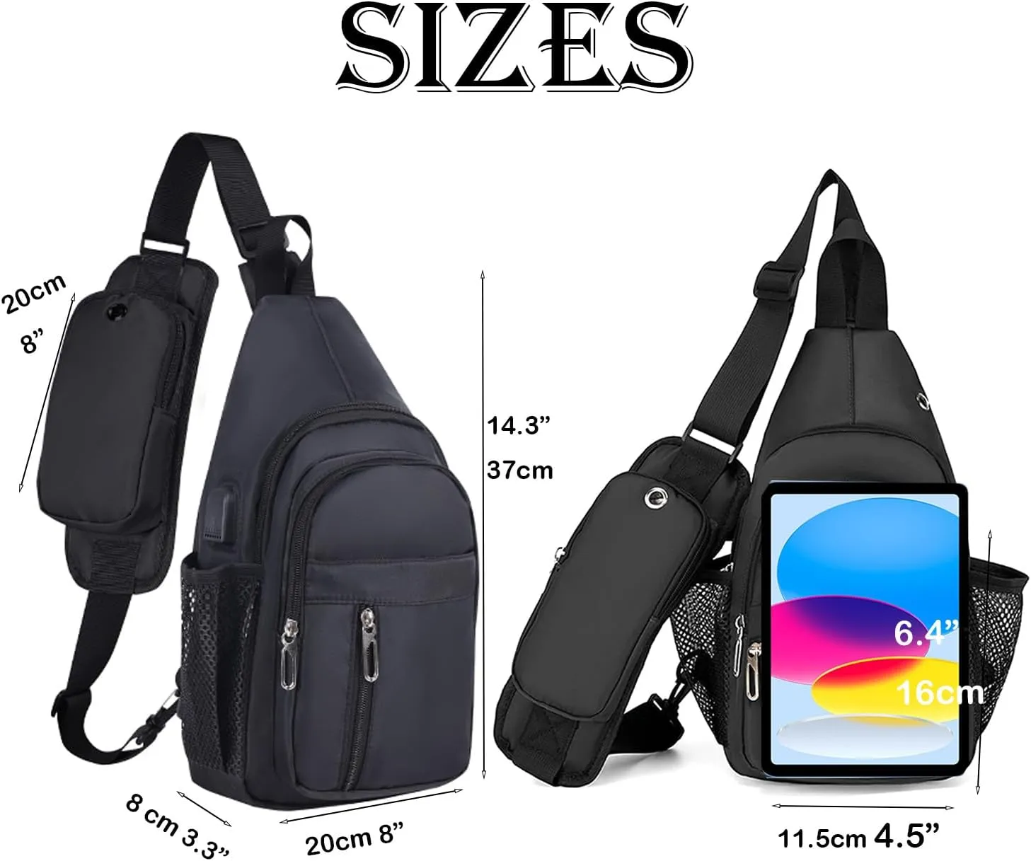 Waterproof Sling Backpack Crossbody Sling Bag for Women Men, Multipurpose Travel Hiking Adjustable Chest Bag Casual Daypack