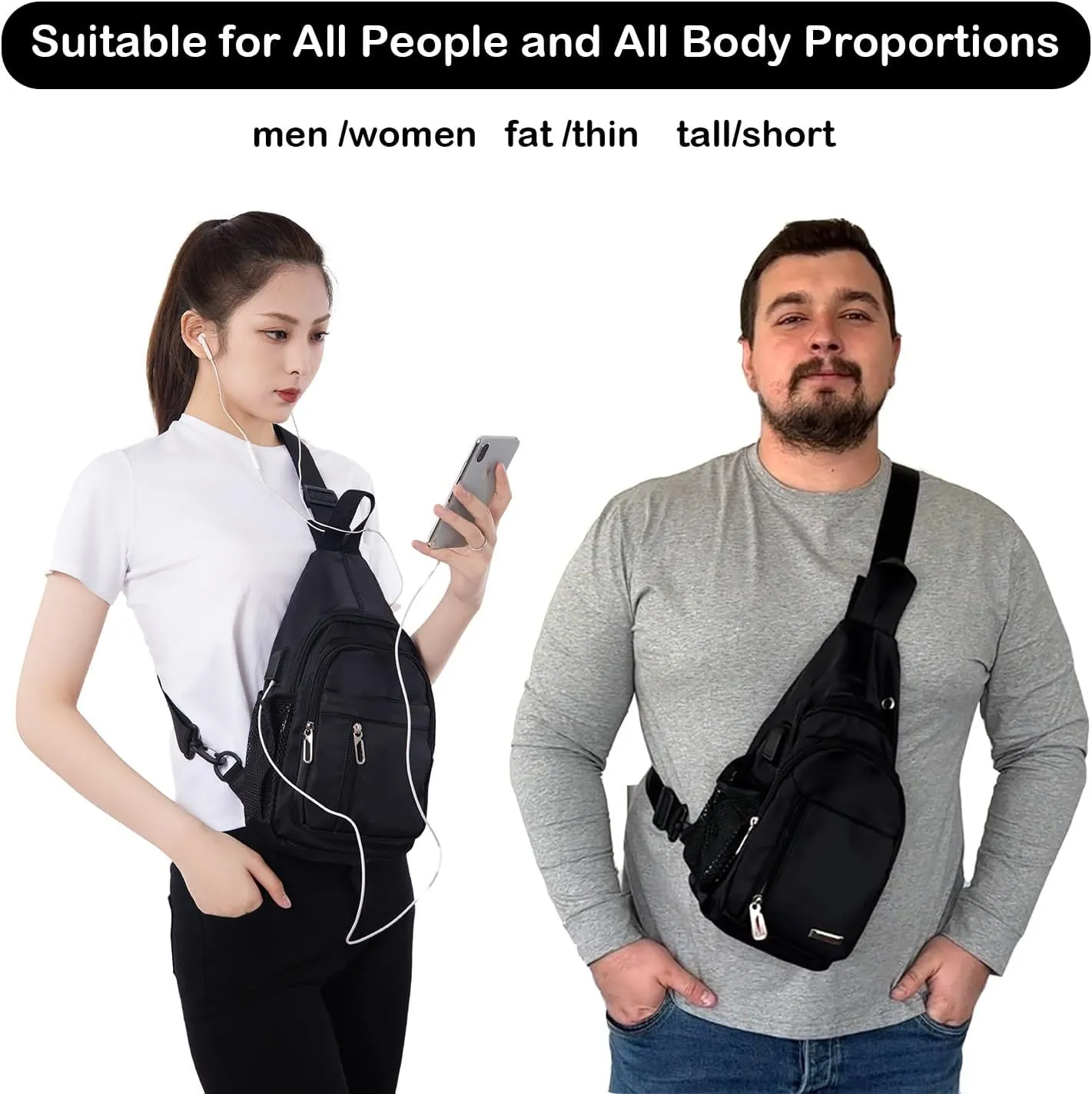 Waterproof Sling Backpack Crossbody Sling Bag for Women Men, Multipurpose Travel Hiking Adjustable Chest Bag Casual Daypack