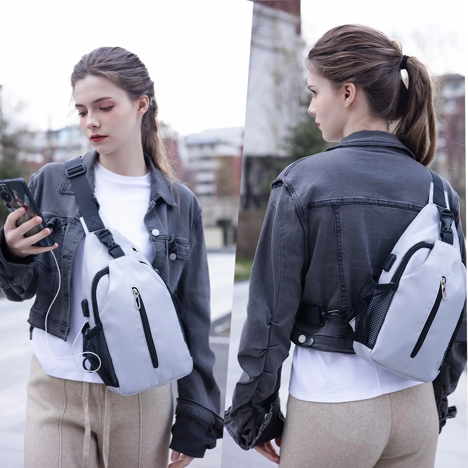 Waterproof Sling Backpack Crossbody Sling Bag for Women Men, Multipurpose Travel Hiking Adjustable Chest Bag Casual Daypack