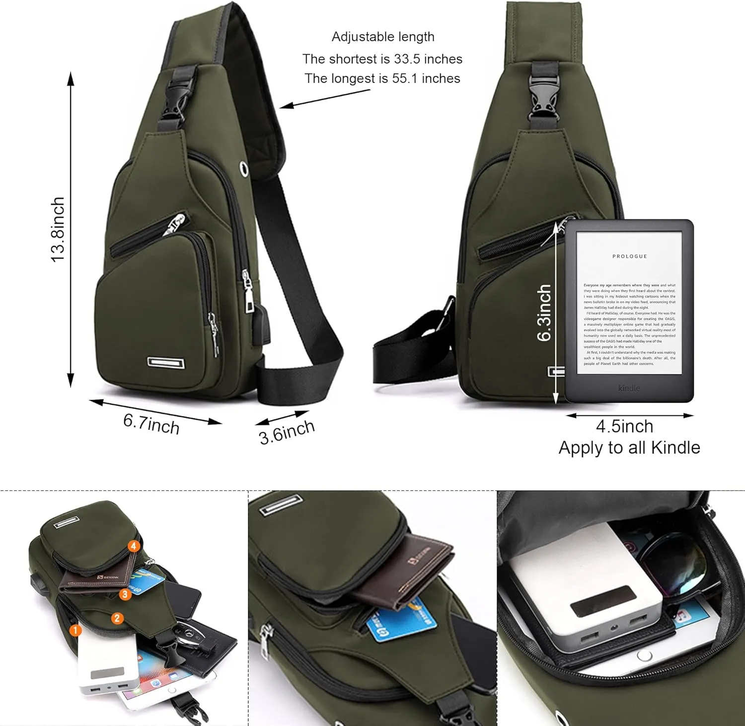 Waterproof Sling Bag Crossbody Backpack for Men Women Sling Backpack Hiking Daypack Multipurpose Cross Body Chest Bag