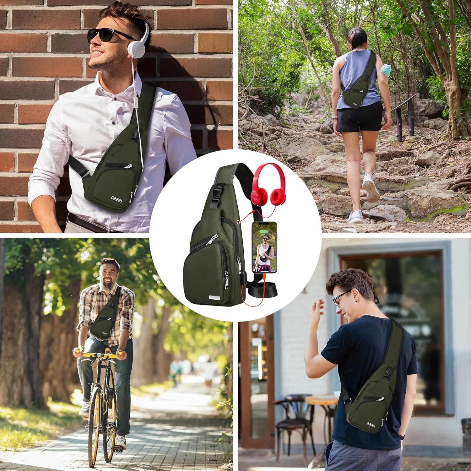 Waterproof Sling Bag Crossbody Backpack for Men Women Sling Backpack Hiking Daypack Multipurpose Cross Body Chest Bag